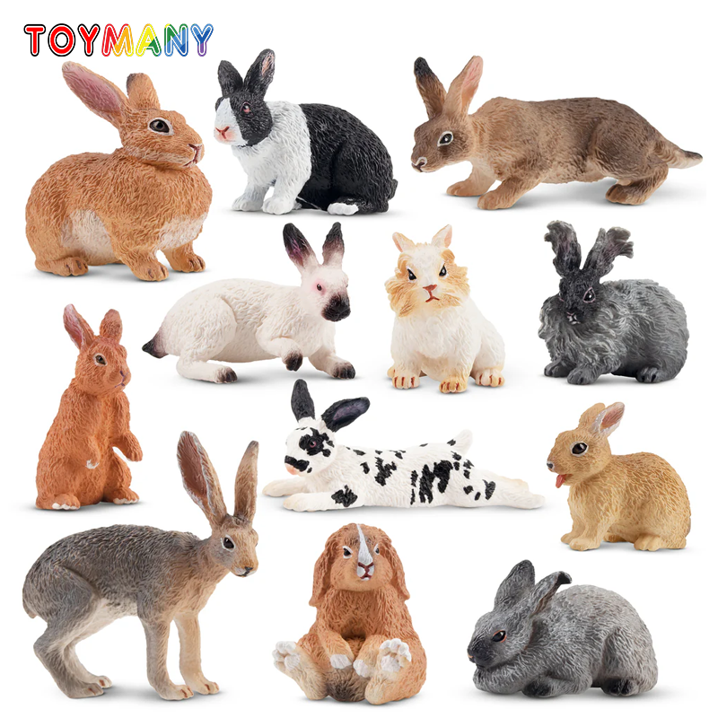 Kids Toys Latest - 12Pcs Simulation Rabbit Farm Animal Model