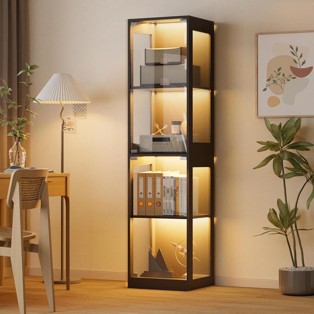 Kids' Toy - 4-Tier Glass Display Cabinet with RGB