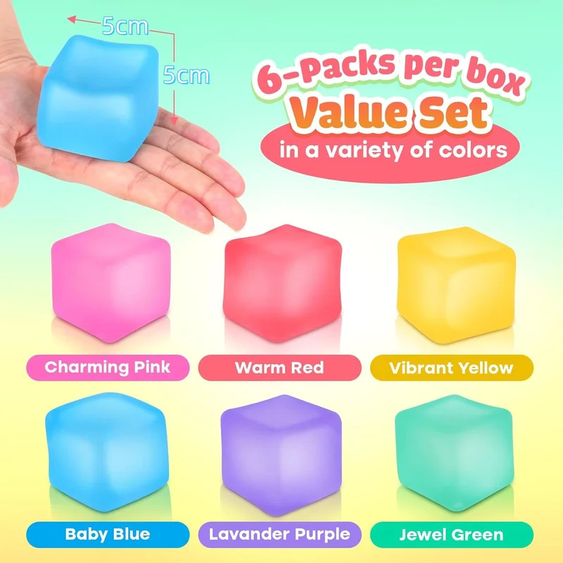 Stress Cube Squishy Fidget Toy - Kids Quiet Toys のレビューと価格