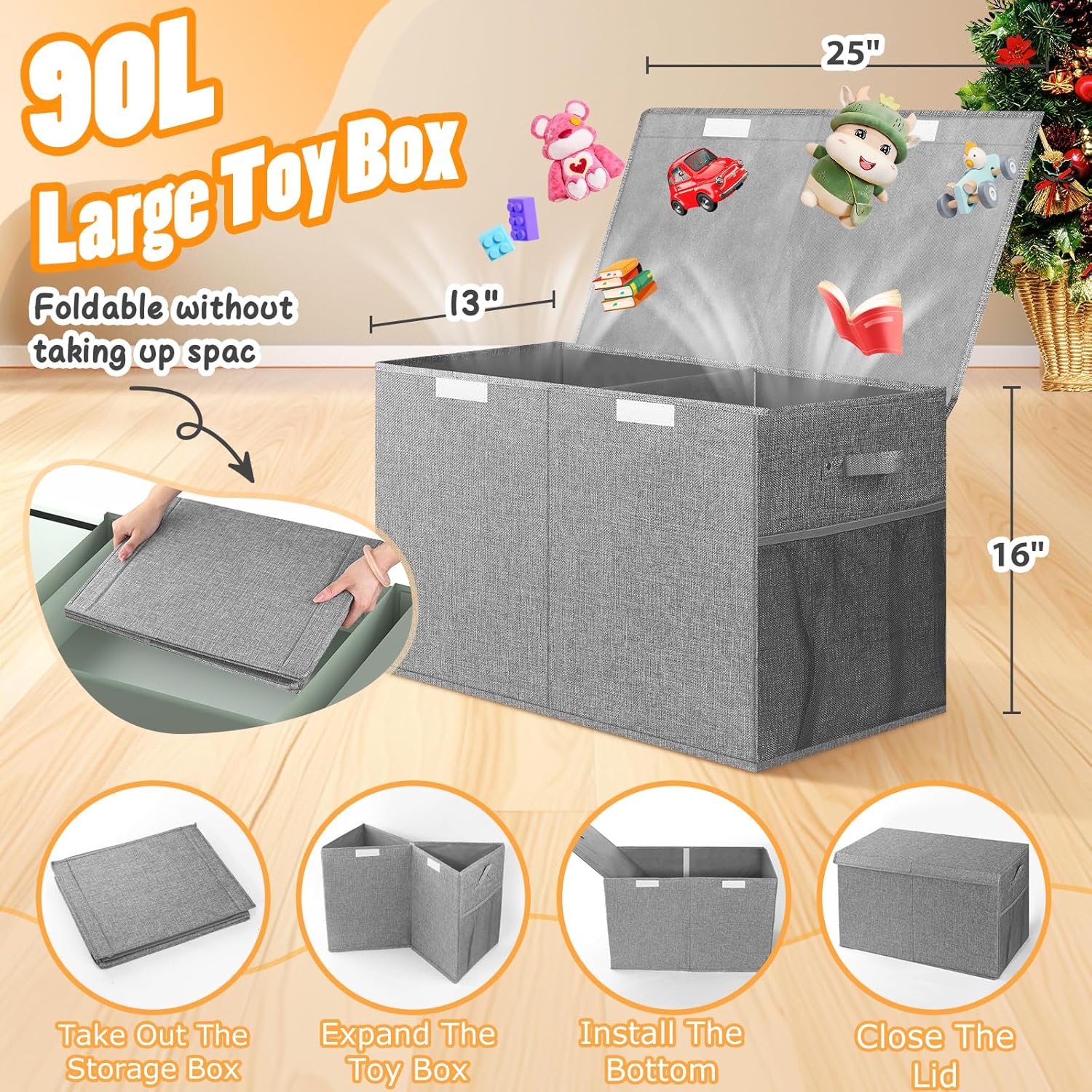 Large Toy Storage Box with Lid - Kids' Toy のレビューと価格