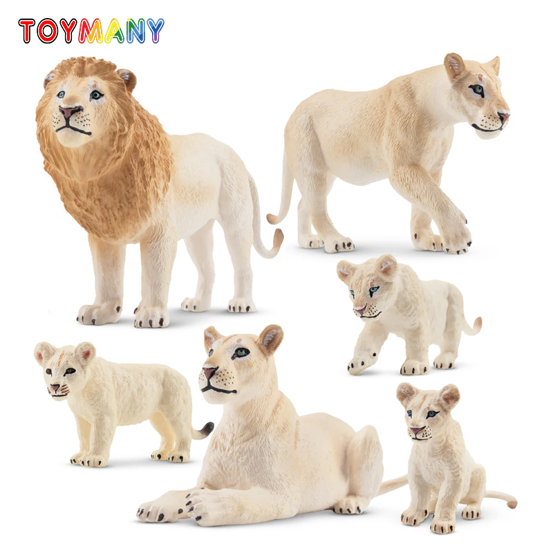 6Pcs Simulation White Lion Fam - Kids Toys Latest のレビューと価格