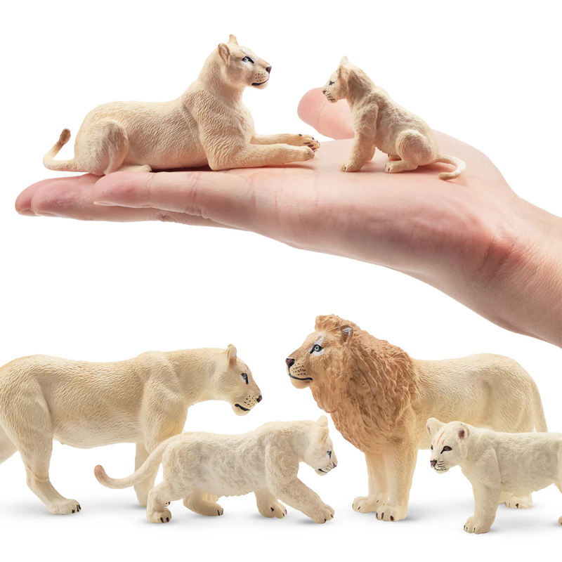 6Pcs Simulation White Lion Fam - Kids Toys Latest のレビューと価格